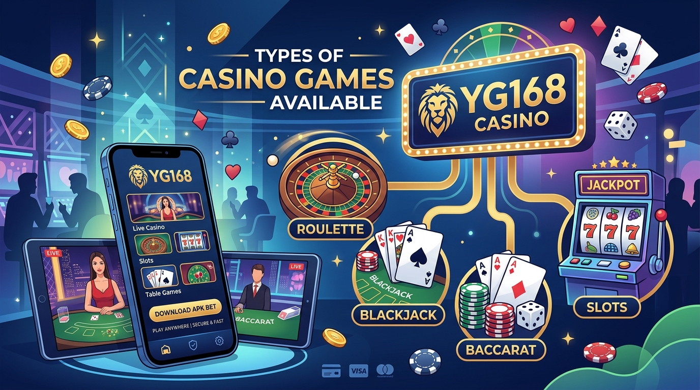 YG168 APK Bet တွင် ရနိုင်သော ကာစီနိုဂိမ်း အမျိုးအစားများ