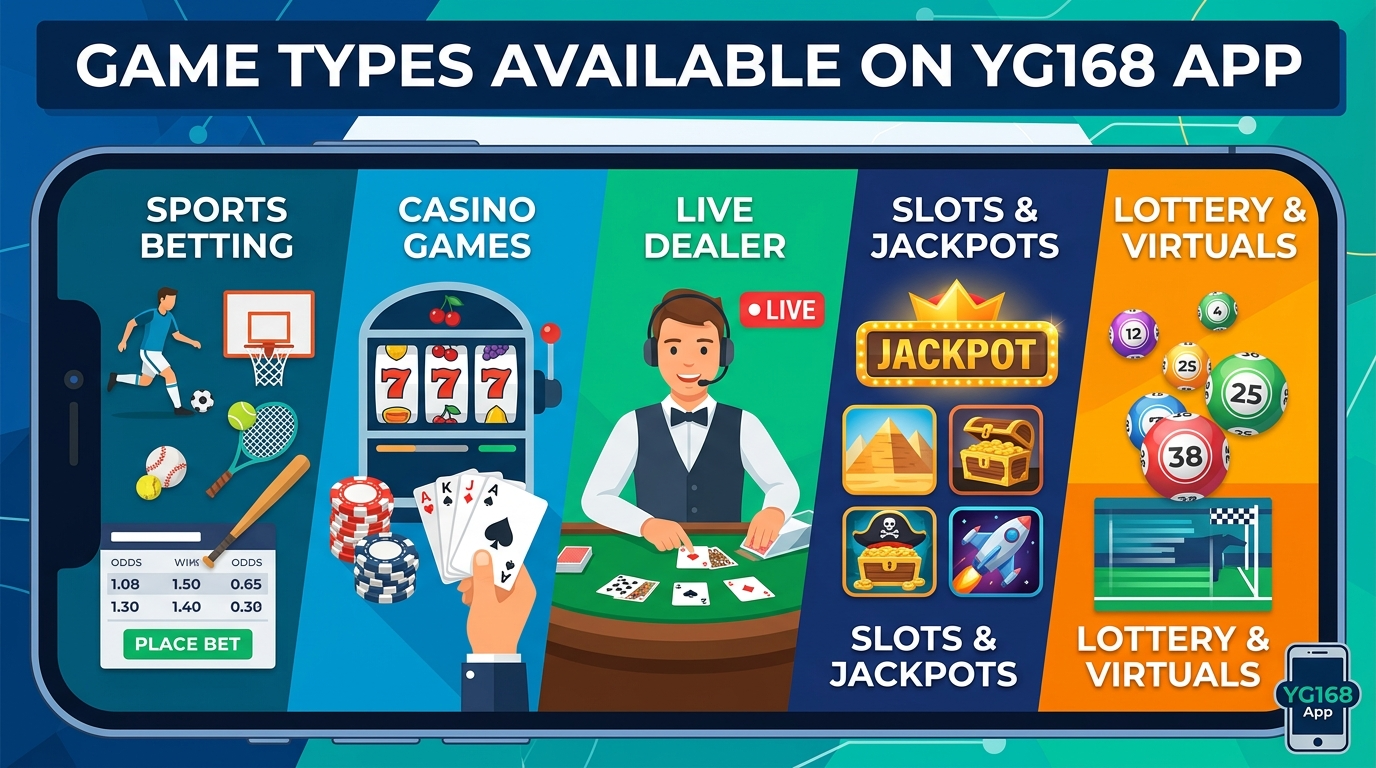YG168 App တွင် ရရှိနိုင်သော ဂိမ်းအမျိုးအစားများ